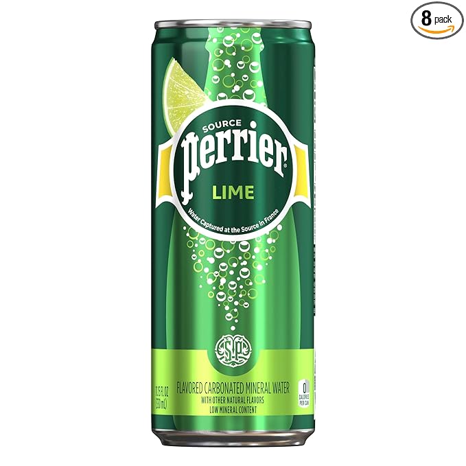 Perrier Lime Flavored Sparkling Water, 11.15 FL OZ Cans (8 Count)