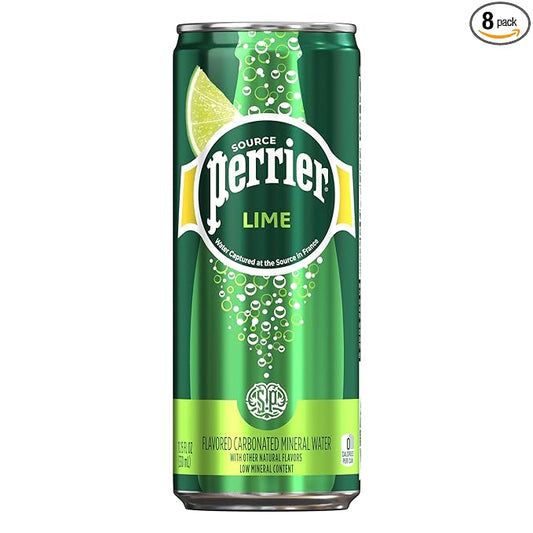 Perrier Lime Flavored Sparkling Water, 11.15 FL OZ Cans (8 Count)