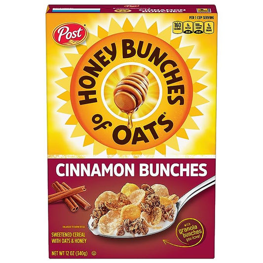 Honey Bunches of Oats Cinnamon Bunches, Heart Healthy, Low Fat, made with Whole Grain Cereal, 12 Ounce