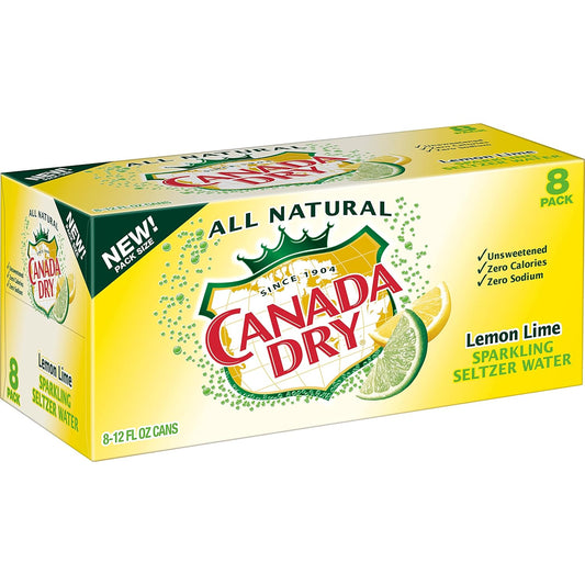 Canada Dry Lemon Lime Sparkling Seltzer Water, 12 Fluid Ounce Can, 8 Count