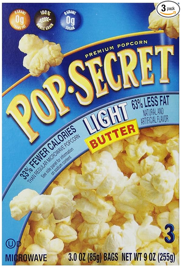 Pop Secret Popcorn, Light Butter, 3 pk, 3 oz